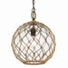 1092-M BC-SD - Haddoc Medium Pendant in Burnished Chestnut with Seeded Glass by Golden Lighting