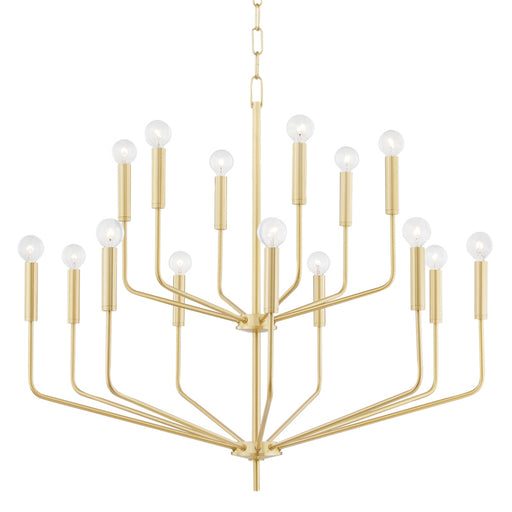 H516815-AGB - Bailey 15 Light Chandelier in Aged Brass by Mitzi