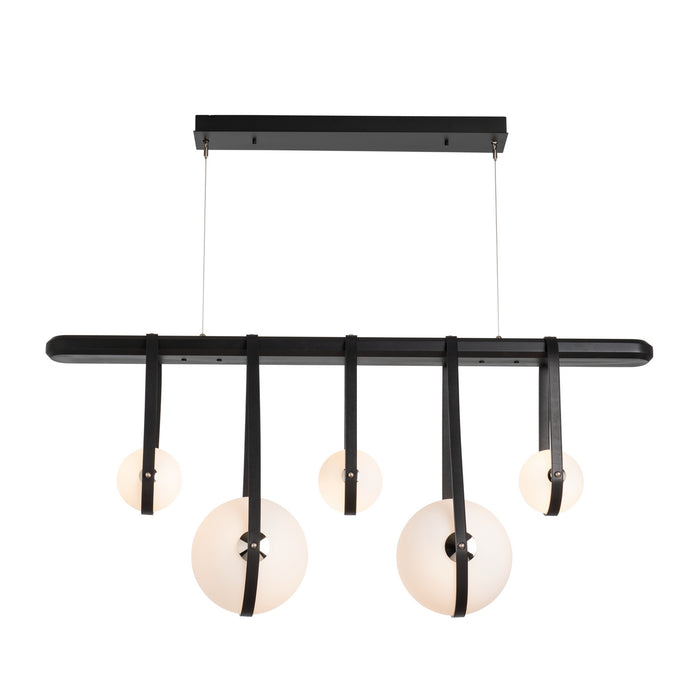 Derby Linear 5-Light LED Pendant in Black with Polished Nickel Accent - 131046-LED-STND-10-24-LK-WB-GG0701 by Hubbardton Forge