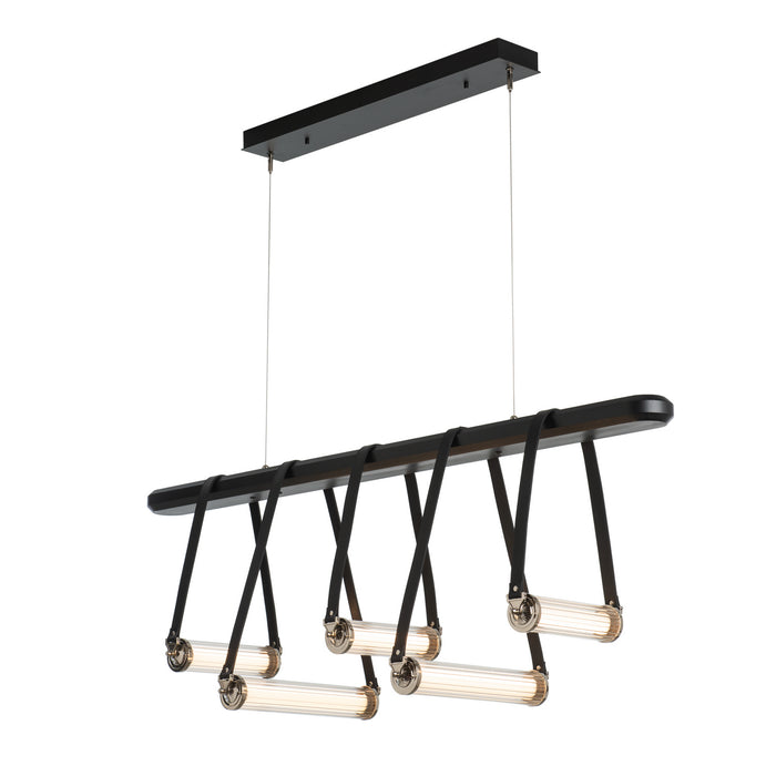 York Linear 5-Light LED Pendant in Black with Polished Nickel Accent - 131053-LED-STND-10-24-LK-WB-ZM0704 by Hubbardton Forge