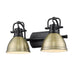 3602-BA2 BLK-AB - Duncan 2-Light Bath Vanity in Matte Black with Aged Brass Shades by Golden Lighting