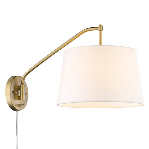 3694-A1W BCB-MWS - Ryleigh 1-Light Articulating Wall Sconce in Brushed Champagne Bronze & White Shade by Golden Lighting