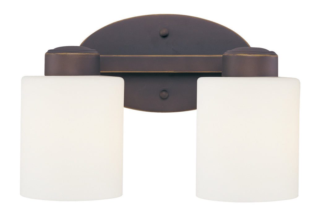 3432-78- Brookings 2-Light Bath Fixture in Bolivian Bronze with Satin White Glass by Dolan Designs