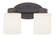 3432-78- Brookings 2-Light Bath Fixture in Bolivian Bronze with Satin White Glass by Dolan Designs