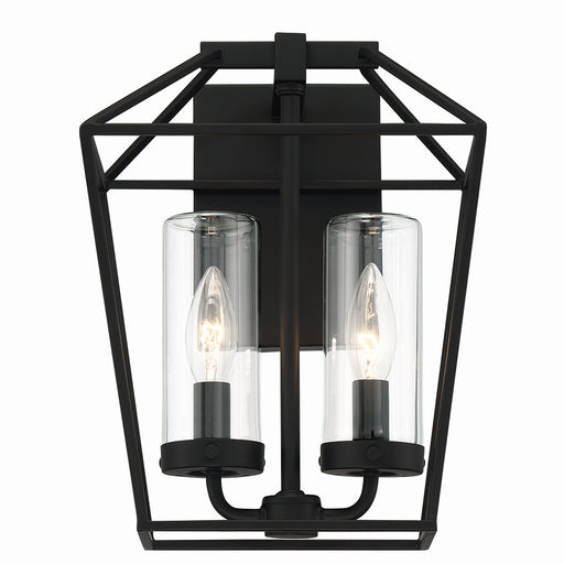 41957-011- Bastille 2-Light Outdoor Wall Sconce in Satin Black by Eurofase USA