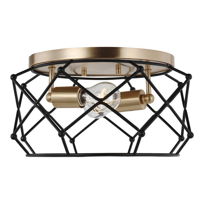 7534102-848 - Zarra 2-Light Flush Mount in Satin Brass by Visual Comfort Studio