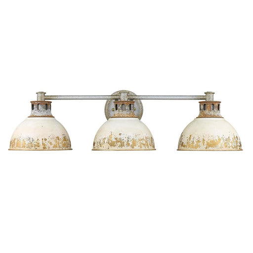 0865-BA3 AGV-AI - Kinsley 3-Light Bath Vanity in Aged Galvanized Steel with Antique Ivory by Golden Lighting