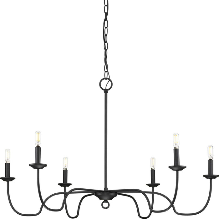 P400292-31M - Canebrake 6-Light Chandelier in Matte Black by Progress Lighting