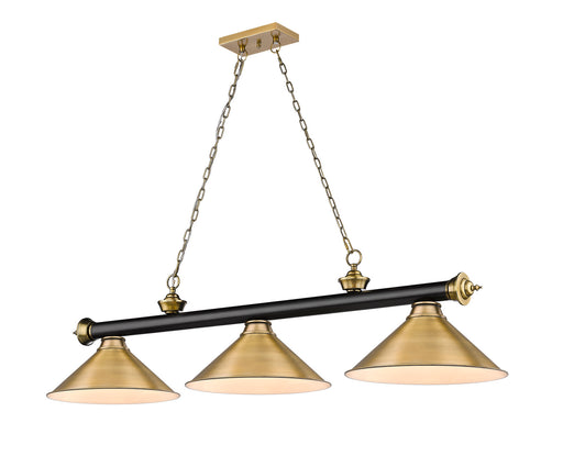 2306-3MB-RB-RB15 - Cordon 3-Light Billiard in Matte Black & Rubbed Brass by Z-Lite Lighting