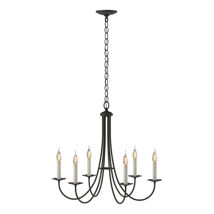 Simple Sweep 6 Arm Chandelier in Natural Iron - 101160-SKT-20 by Hubbardton Forge