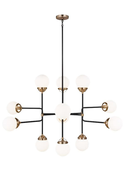 Cafe 12 Light Chandelier in Satin Brass