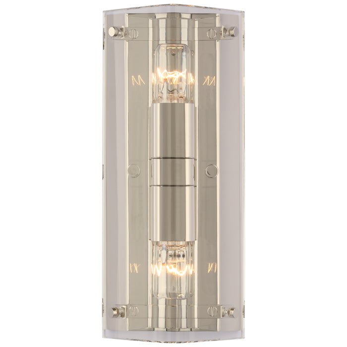 Clayton Two Light Wall Sconce in Crystal and Polished Nickel