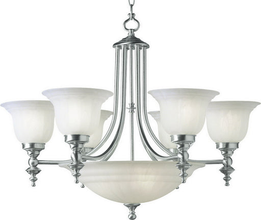 665-09- Richland 2-Tier Bowl Chandelier in Satin Nickel with Alabaster Glass by Dolan Designs