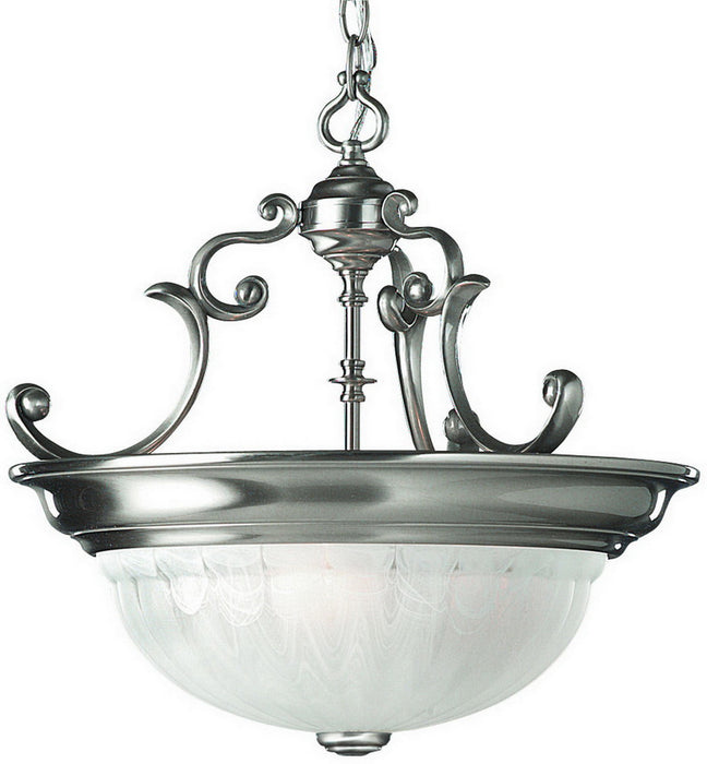 527-09- Richland 3-Light Pendant in Satin Nickel with Alabaster Glass by Dolan Designs