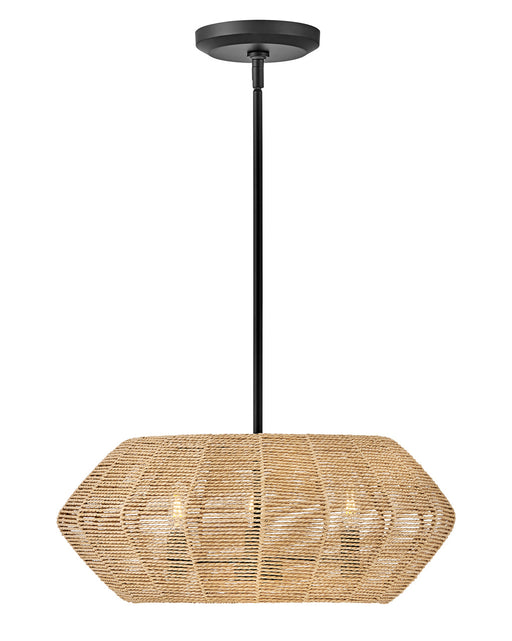 40383BLK-CML - Luca Three Light Pendant in Black with Camel Rattan shade by Hinkley Lighting