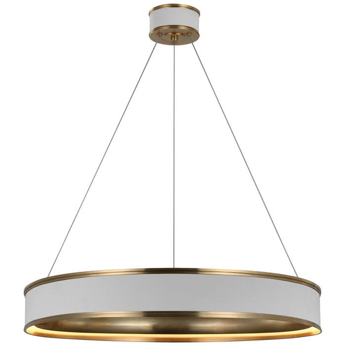 Connery LED Chandelier in Matte White and Antique-Burnished Brass