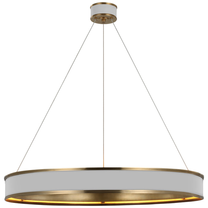 Connery LED Chandelier in Matte White and Antique-Burnished Brass