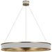 Connery LED Chandelier in Matte White and Antique-Burnished Brass