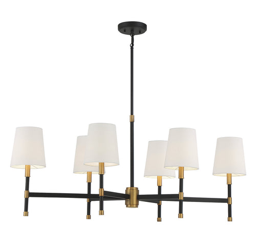 1-1631-6-143 - Brody 6-Light Linear Chandelier in Matte Black with Warm Brass by Savoy House