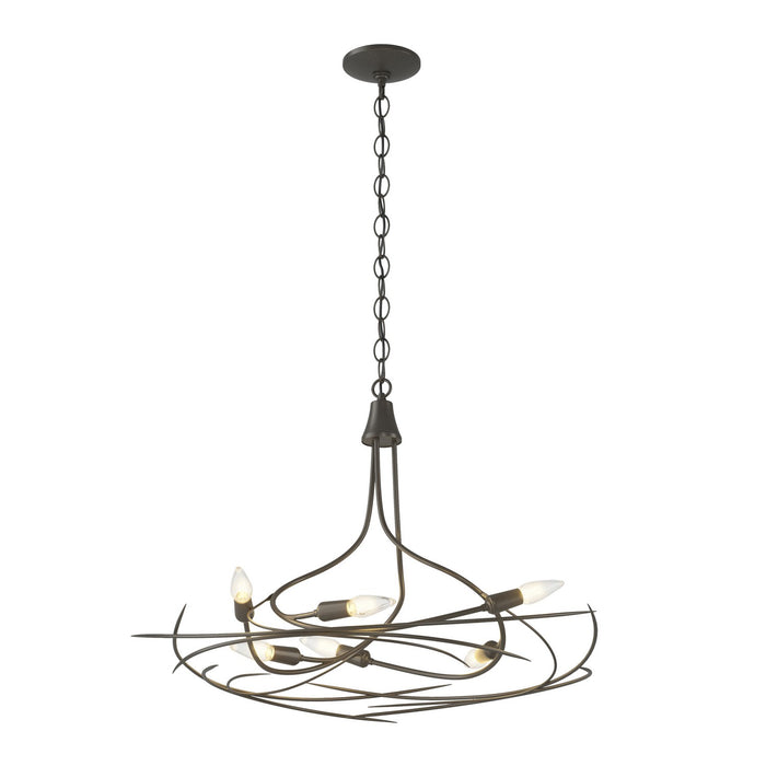 Wisp 6-Light Chandelier in Dark Smoke - 101620-SKT-07 by Hubbardton Forge