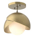 Brooklyn 1-Light Double Shade Semi-Flush in Modern Brass with Modern Brass Accent - 121377-SKT-86-86-GG0711 by Hubbardton Forge