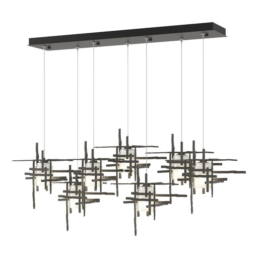 Tura 7-Light Frosted Glass Pendant in Dark Smoke - 131096-SKT-STND-07-YC0305 by Hubbardton Forge