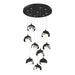 Brooklyn 9-Light Double Shade Pendant in Black with Sterling Accent - 131105-SKT-STND-10-85-GG0711 by Hubbardton Forge