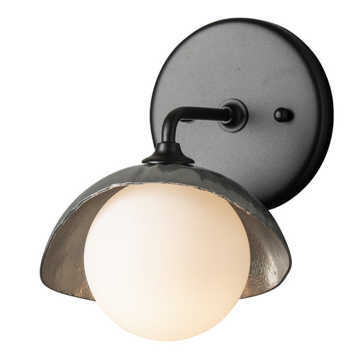 Brooklyn 1-Light Single Shade Bath Sconce in Black with Sterling Accent - 201372-SKT-10-85-GG0711 by Hubbardton Forge