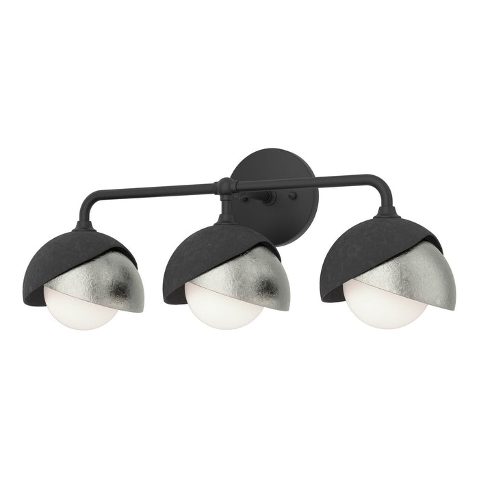 Brooklyn 3-Light Double Shade Bath Sconce in Black with Sterling Accent - 201375-SKT-10-85-GG0711 by Hubbardton Forge