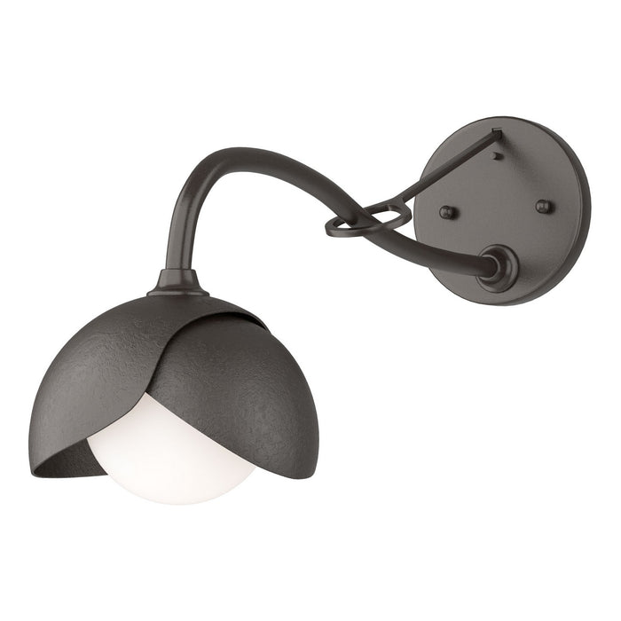 Brooklyn 1-Light Double Shade Long-Arm Sconce in Oil Rubbed Bronze with Oil Rubbed Bronze Accent - 201377-SKT-14-14-GG0711 by Hubbardton Forge