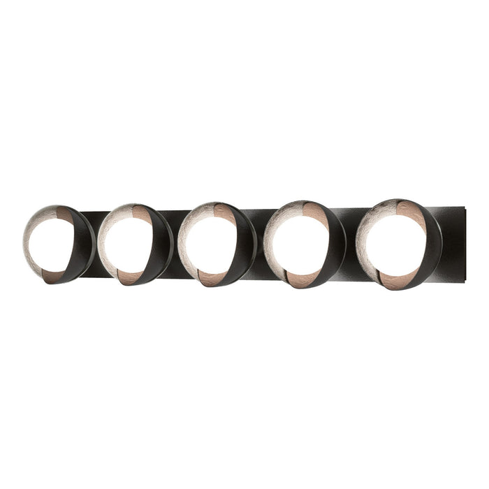 Brooklyn 5-Light Straight Double Shade Bath Sconce in Oil Rubbed Bronze with Sterling Accent - 201379-SKT-14-85-GG0711 by Hubbardton Forge