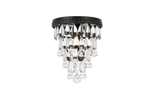 1219F9BK/RC - Nordic 1-Light Flush Mount in Black & Clear by Elegant Lighting