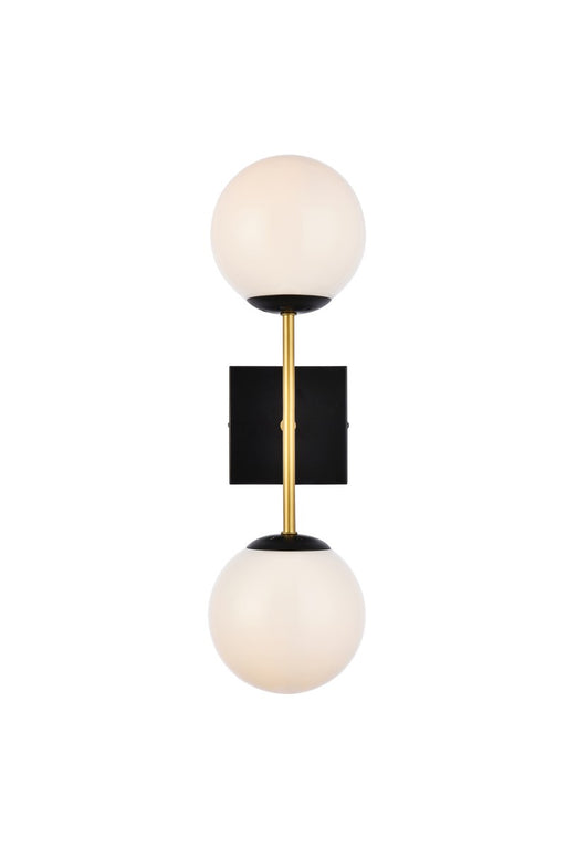 LD2358BKR - Neri 2-Light Wall Sconce in Black & Brass & White by Elegant Lighting