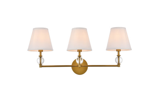 LD7023W24BR - Bethany 3-Light Bath in Brass & White Fabric Shade by Elegant Lighting