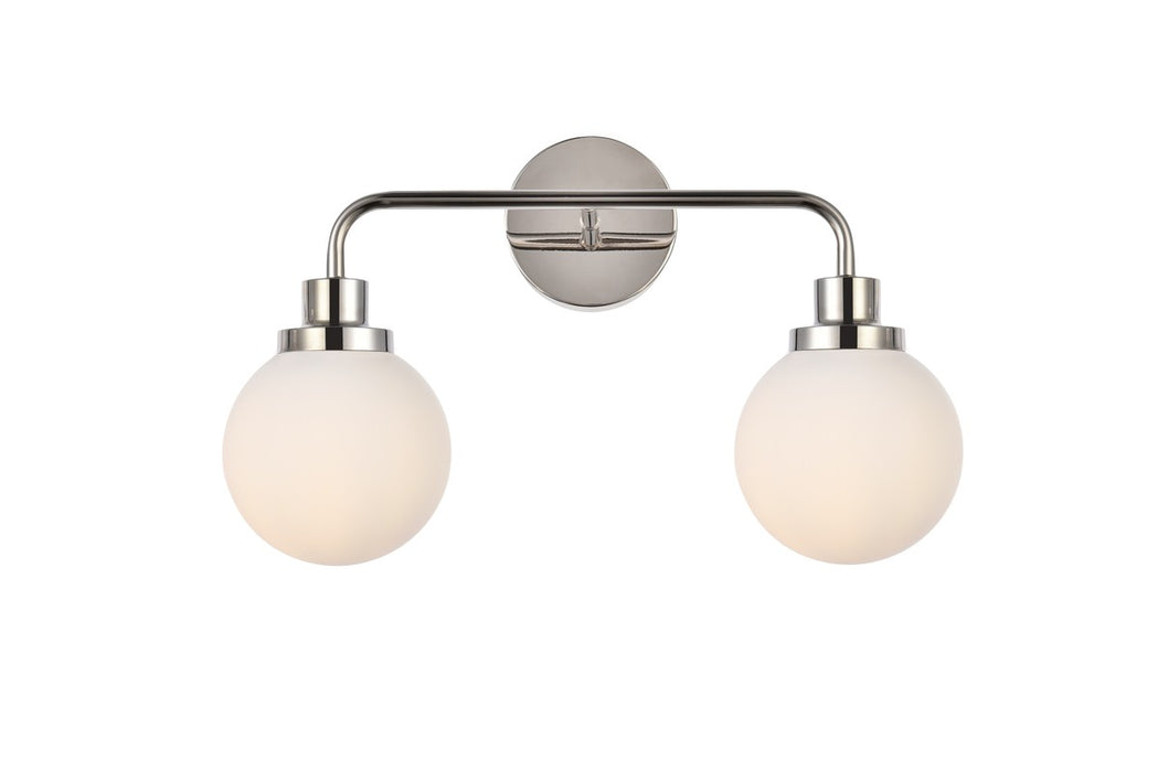 LD7032W19PN - Hanson 2-Light Bath in Polished Nickel & Frosted Shade by Elegant Lighting