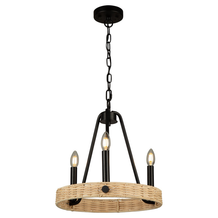 Perris Three Light Chandelier in Black