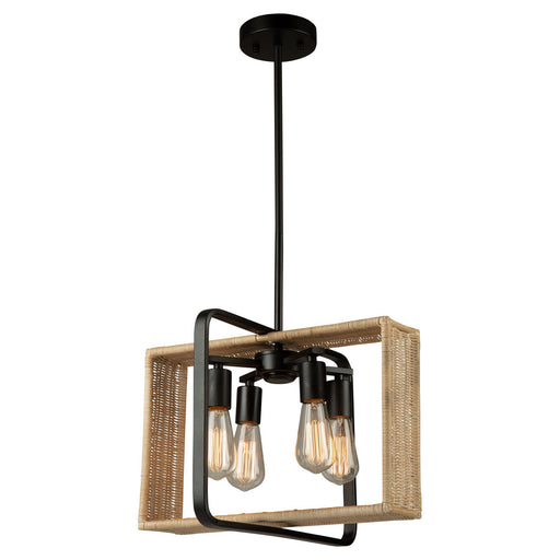 Perris Four Light Pendant in Black