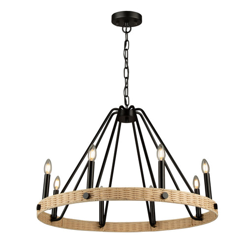 Perris Eight Light Chandelier in Black