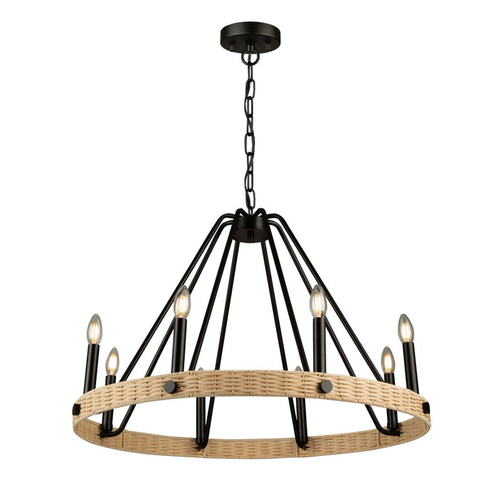 Perris Eight Light Chandelier in Black