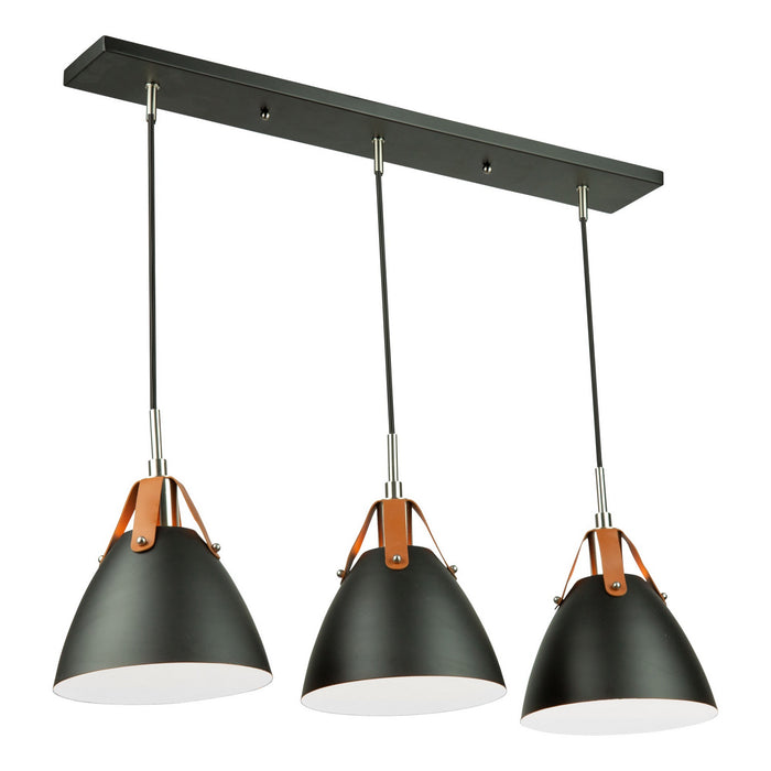 Tote Three Light Island Pendant in Black