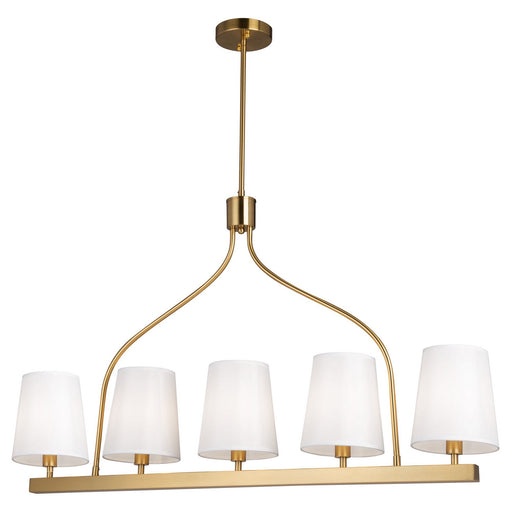 Rhythm Five Light Island Pendant in Brushed Gold