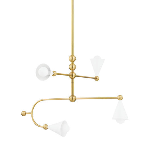 H681804-AGB/SWH - Hikari 4-Light Chandelier in Aged Brass & Soft White by Mitzi