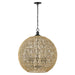 6933-5P BLK-NR - Florence 5-Light Pendant in Matte Black with Natural Raphia Rope by Golden Lighting