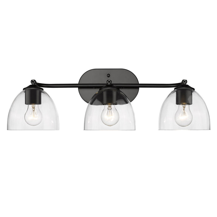 6958-BA3 BLK-BLK-CLR - Roxie 3-Light Bath Vanity in Matte Black with Clear Glass by Golden Lighting