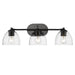 6958-BA3 BLK-BLK-CLR - Roxie 3-Light Bath Vanity in Matte Black with Clear Glass by Golden Lighting