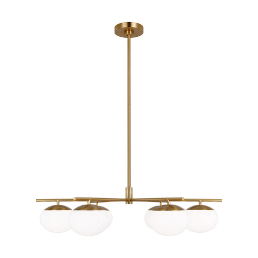 Lune Six Light Chandelier in Burnished Brass