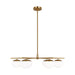 Lune Six Light Chandelier in Burnished Brass