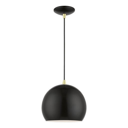 41181-68- Piedmont 1-Light Pendant in Shiny Black with Polished Brass by Livex Lighting