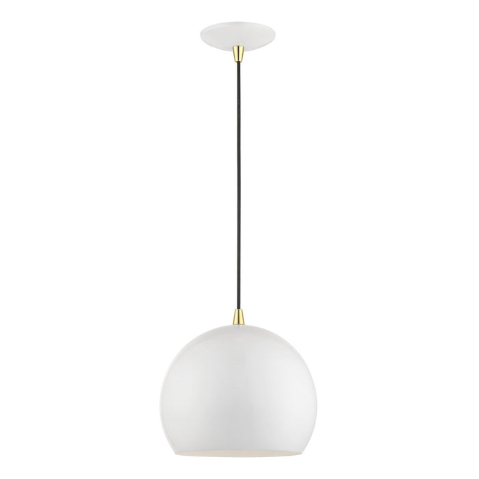 41181-69- Piedmont 1-Light Pendant in Shiny White with Polished Brass by Livex Lighting