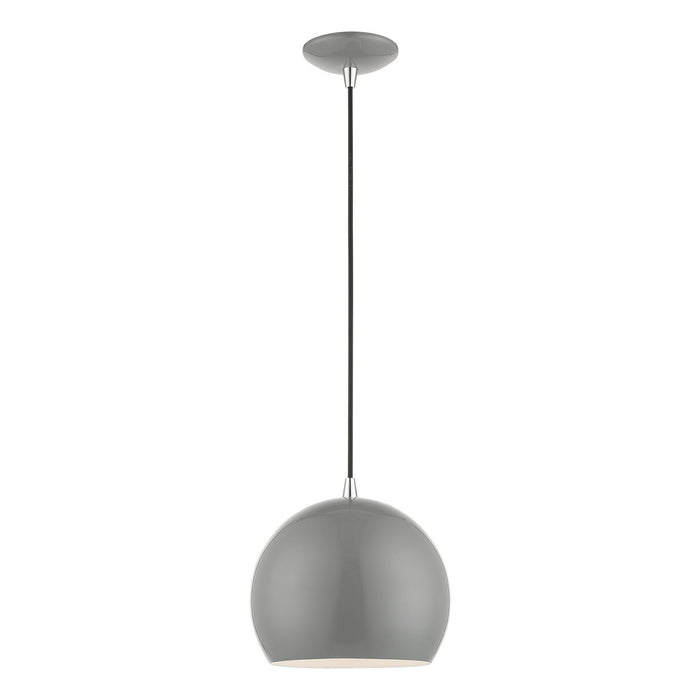 41181-90- Piedmont 1-Light Pendant in Shiny Light Gray with Polished Chrome by Livex Lighting